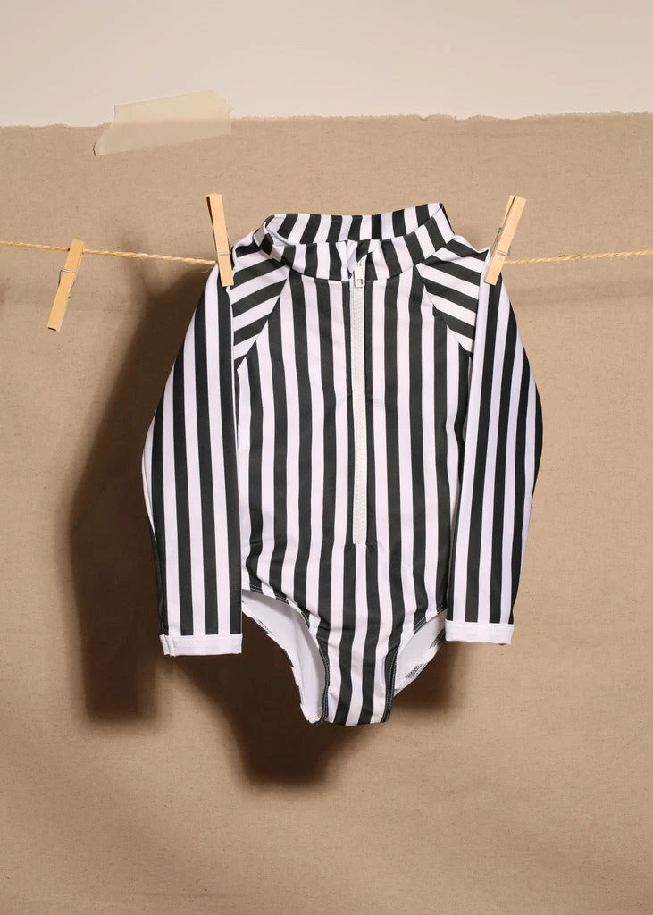 Palombaggia one piece Black/White stripe UPF 50 +