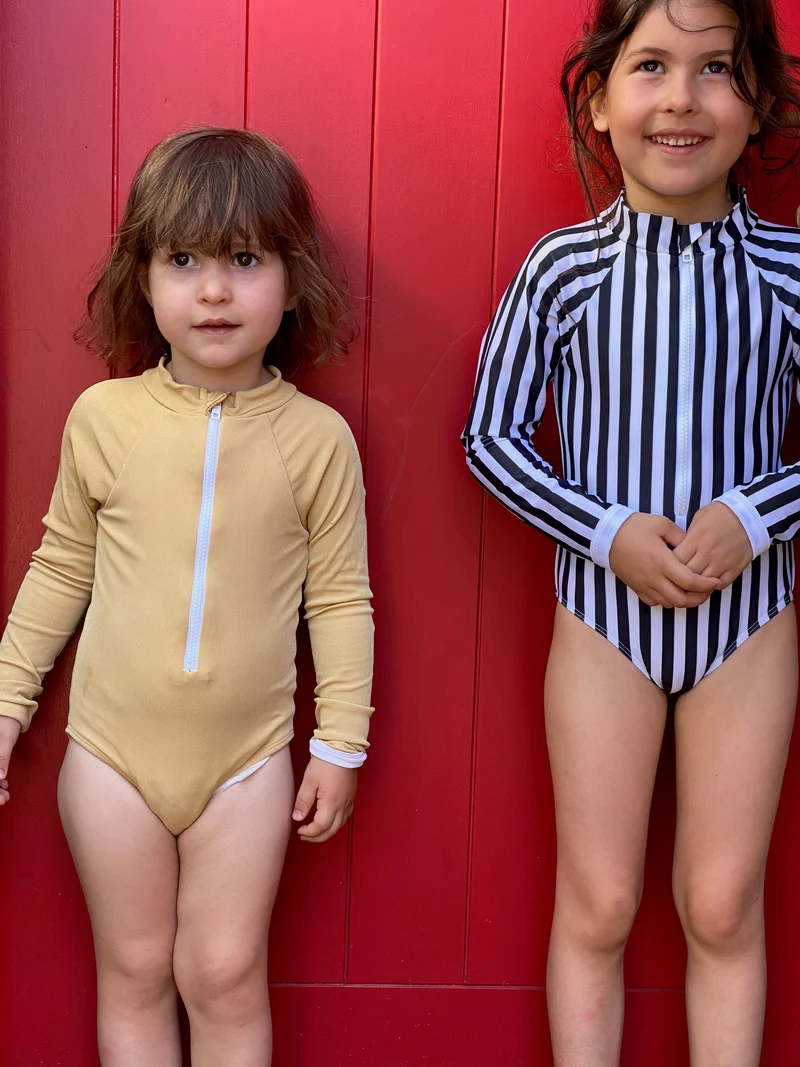 Palombaggia one piece Black/White stripe UPF 50 +
