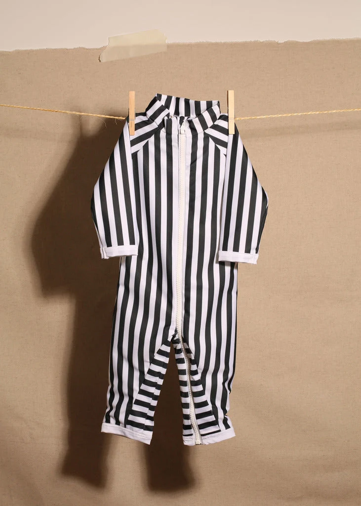 Full-leg bodysuit Grand-Galet Black/White UPF 50+
