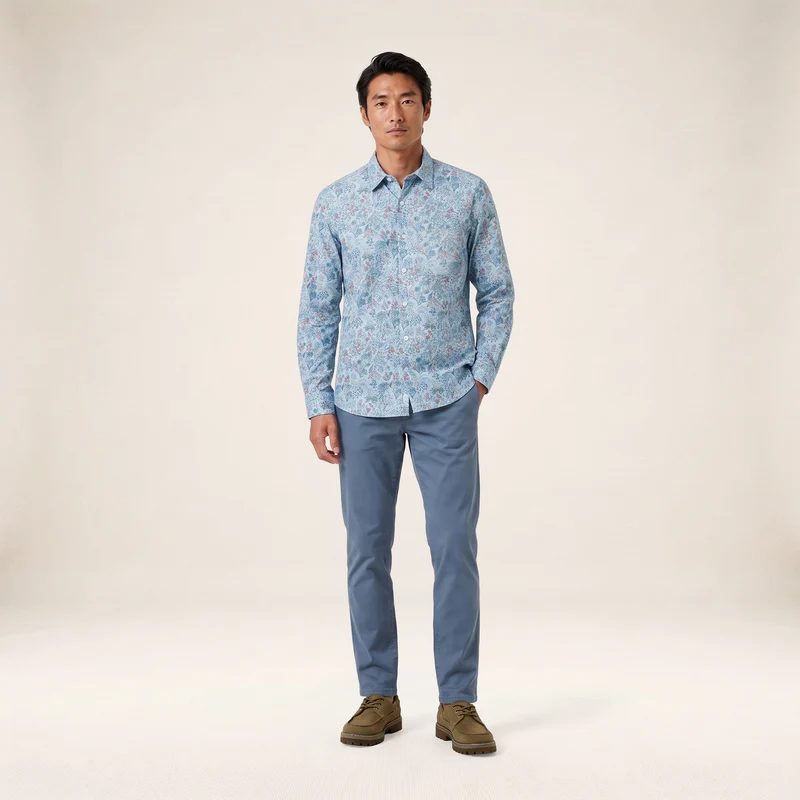 Pantalon coupe confort coton stretch bleu 702