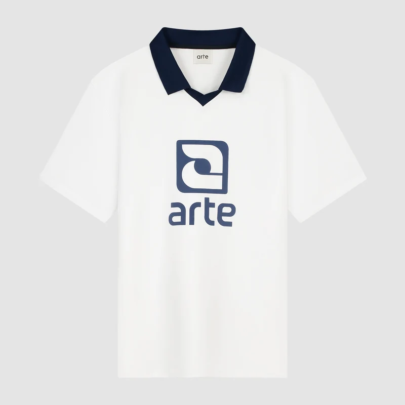 T-shirt avec col à logo - Blanc/Marine