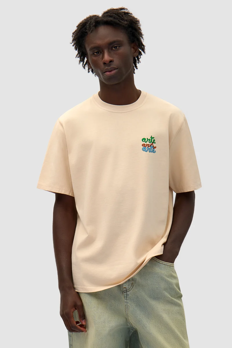 T-shirt à logo multiple - Crème