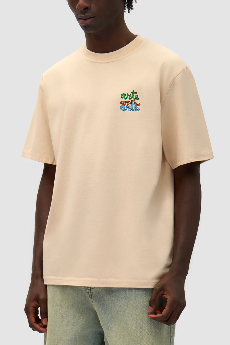 T-shirt à logo multiple - Crème
