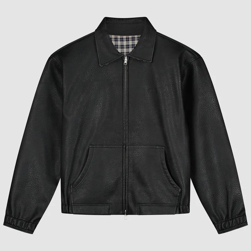 Veste en cuir réversible à carreaux - Noir/Plaid