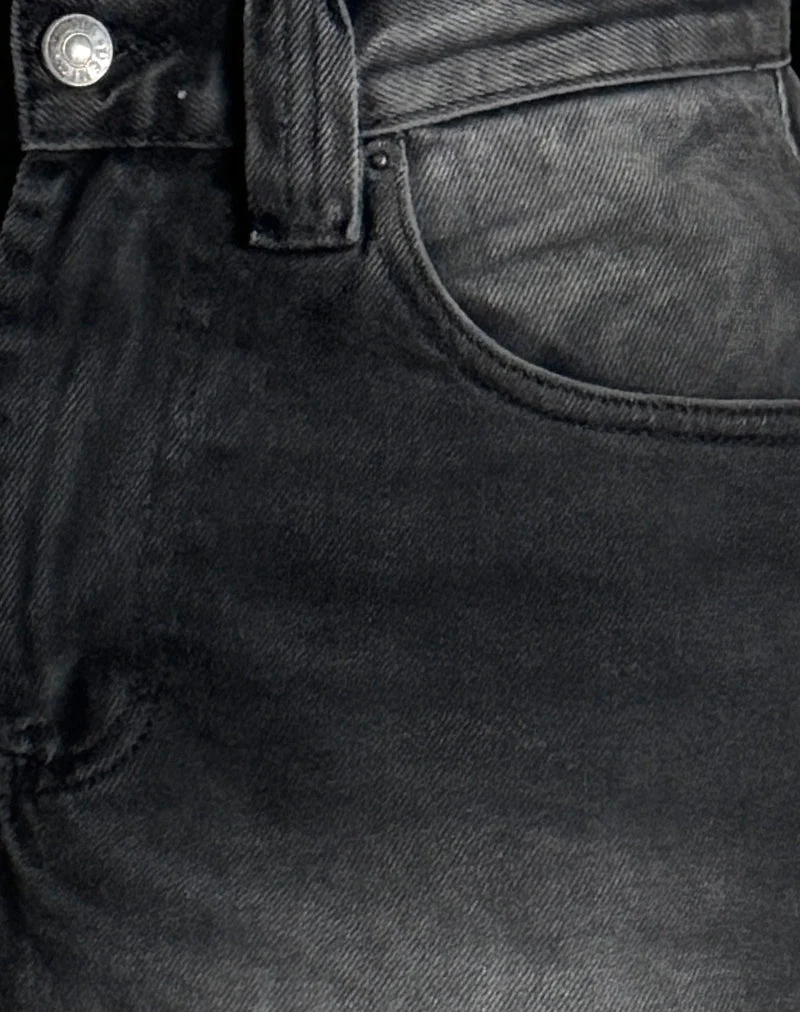 Short skater en jean taille basse, couleur « Extreme Black »