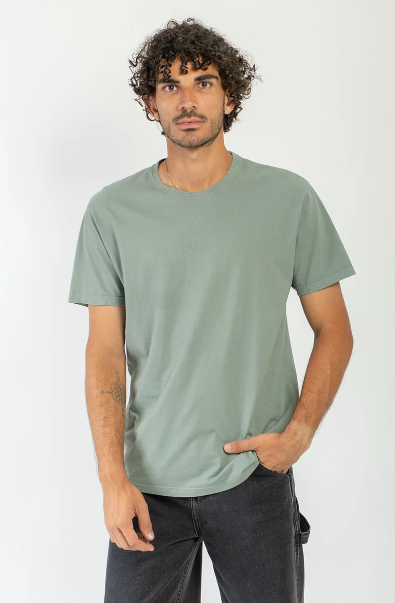 T-shirt Basic délavé kaki