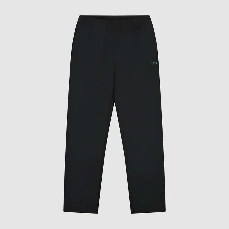 Pantalon en polyester à logo vert - Noir
