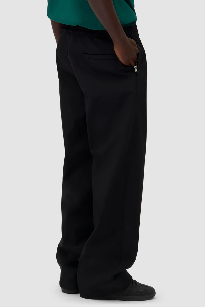 Pantalon en polyester à logo vert - Noir