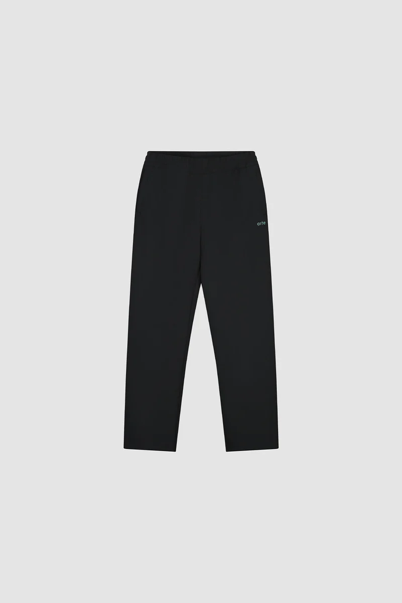 Pantalon en polyester à logo vert - Noir