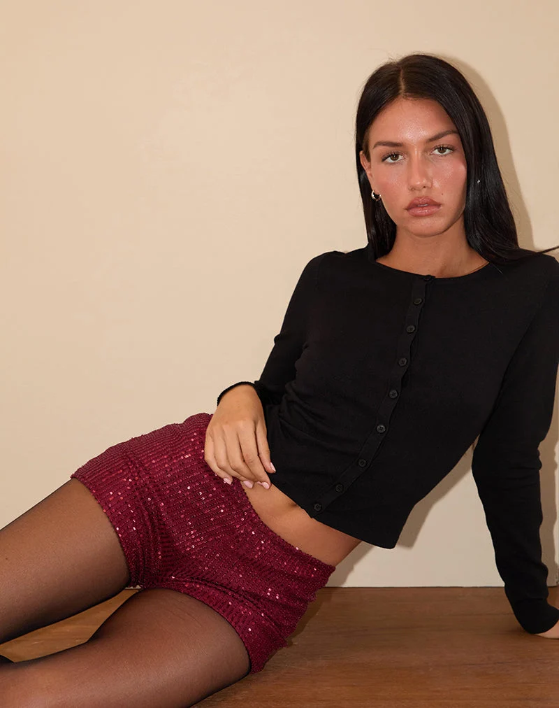 Micro-short Erna en drapé Mini Sequin Maroon