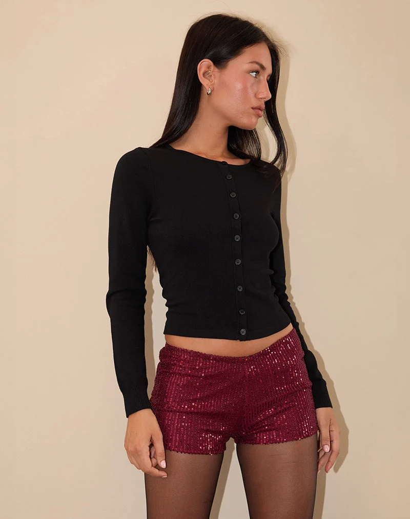 Micro-short Erna en drapé Mini Sequin Maroon