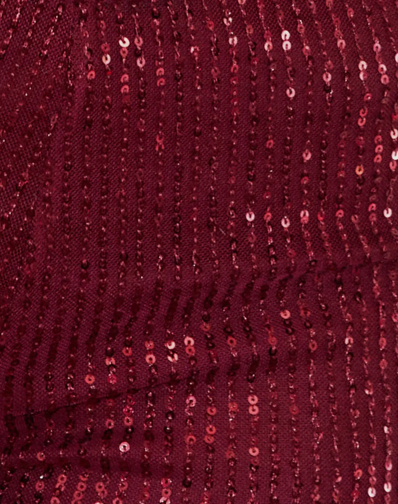 Micro-short Erna en drapé Mini Sequin Maroon