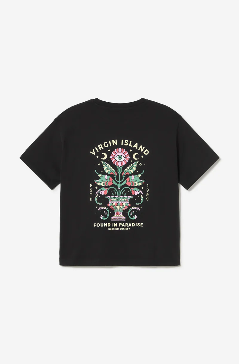 T-shirt Washed Found In Paradise Black