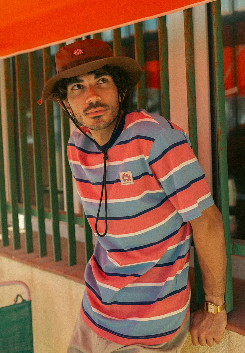 T-shirt Stripes Island Blue/ Pink
