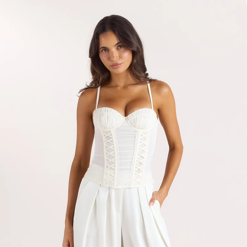 Top Corset Froncé - Crème