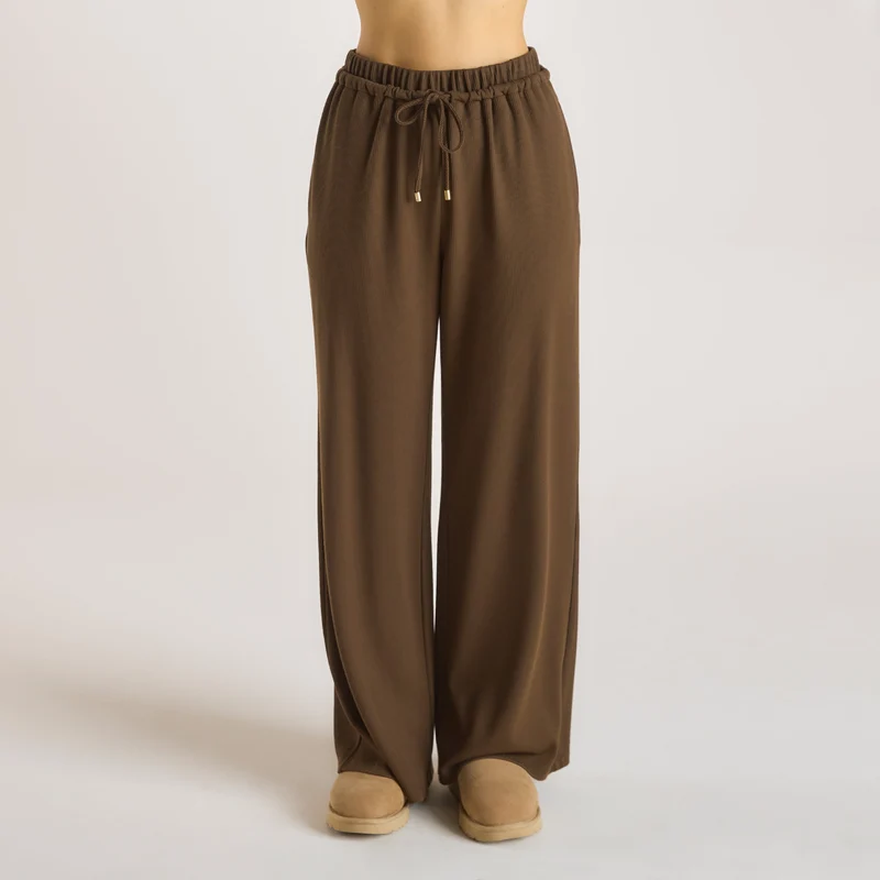 Pantalon Large Waffle - Chocolat