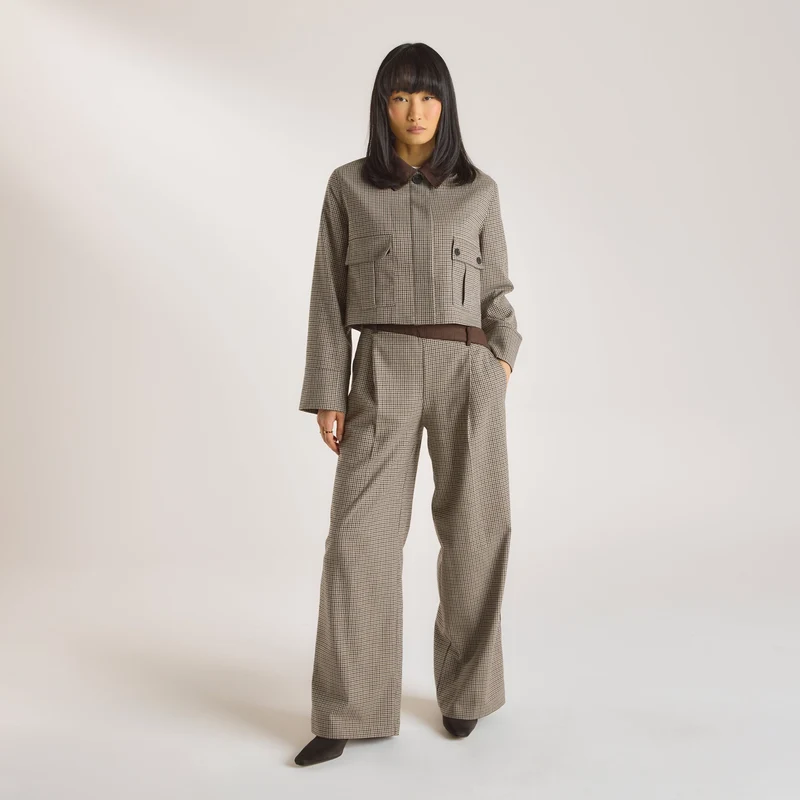 Pantalon Pied-de-Poule - Marron