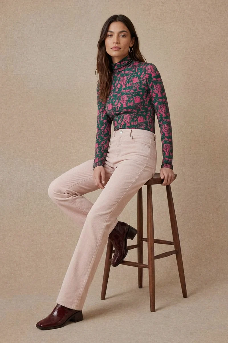 Pantalon Idéaliste en velours Rose Poudré