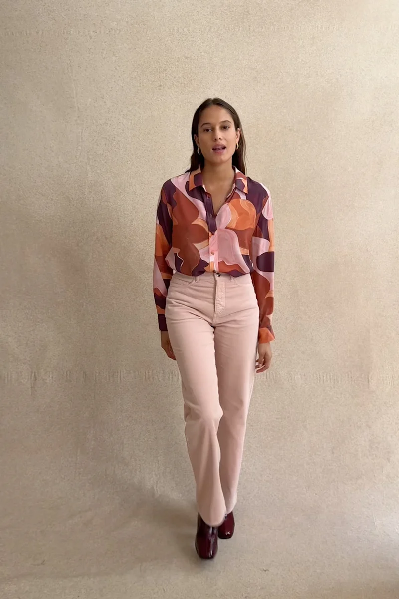 Pantalon Idéaliste en velours Rose Poudré