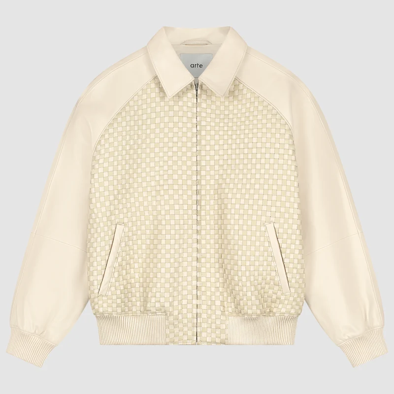 Veste en cuir carrée - Crème