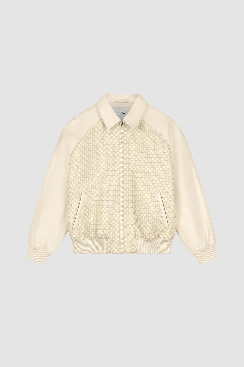Veste en cuir carrée - Crème