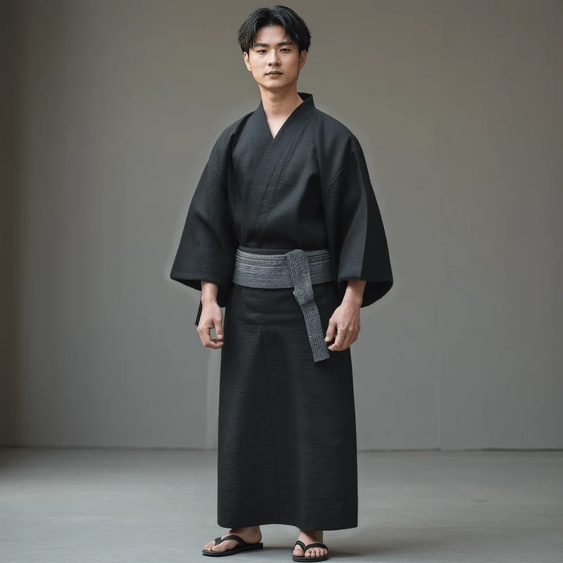 Kimono Japonais Noir Homme
