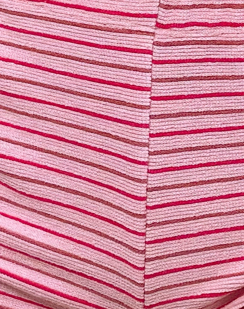 Short Eunia en tissu éponge à rayures rose