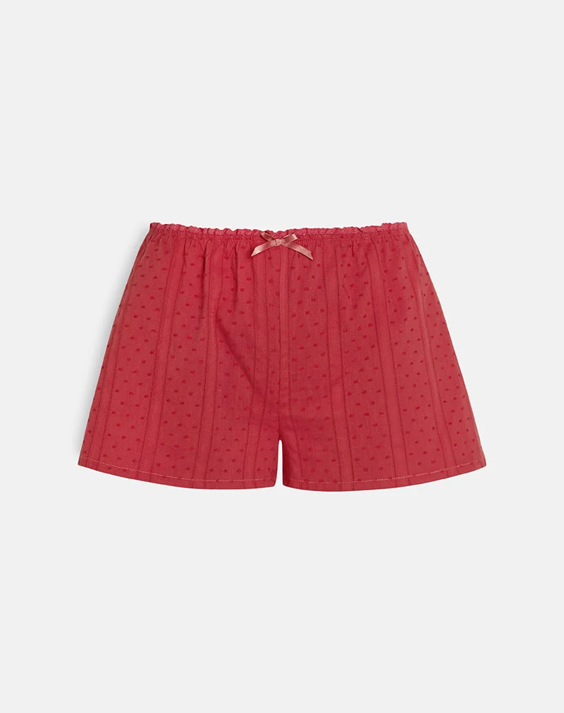 Short Sumi en coton Dobby rouge