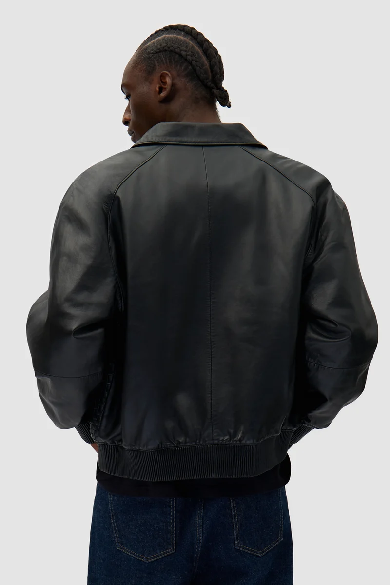 Veste en cuir Square - Noir