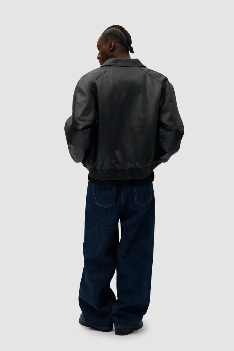 Veste en cuir Square - Noir