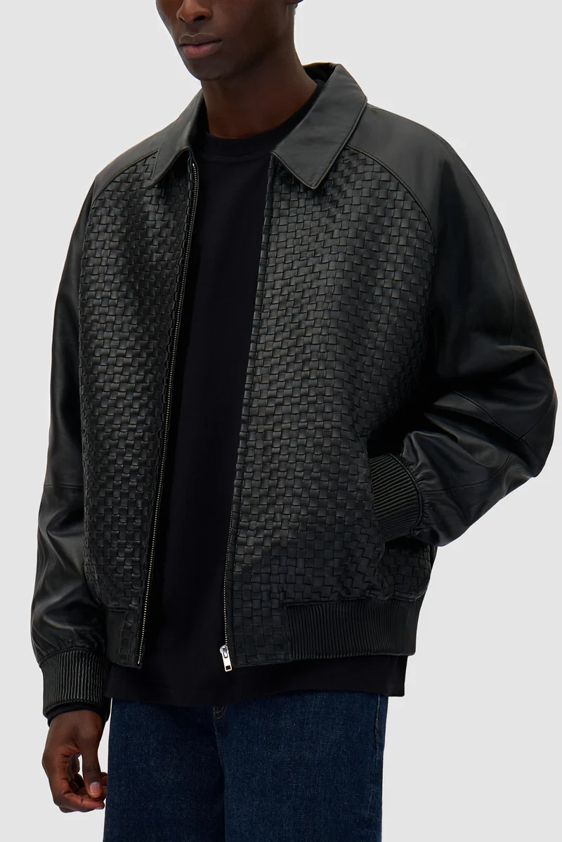 Veste en cuir Square - Noir