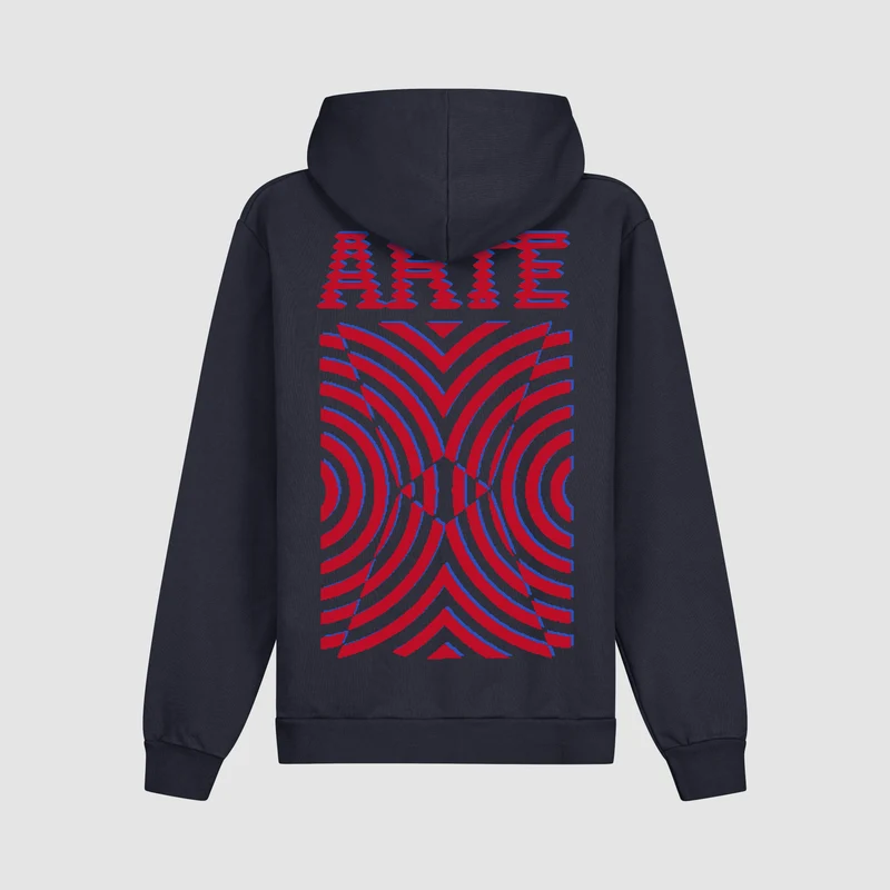 Sweat à capuche avec impression murale dans le dos - Navy