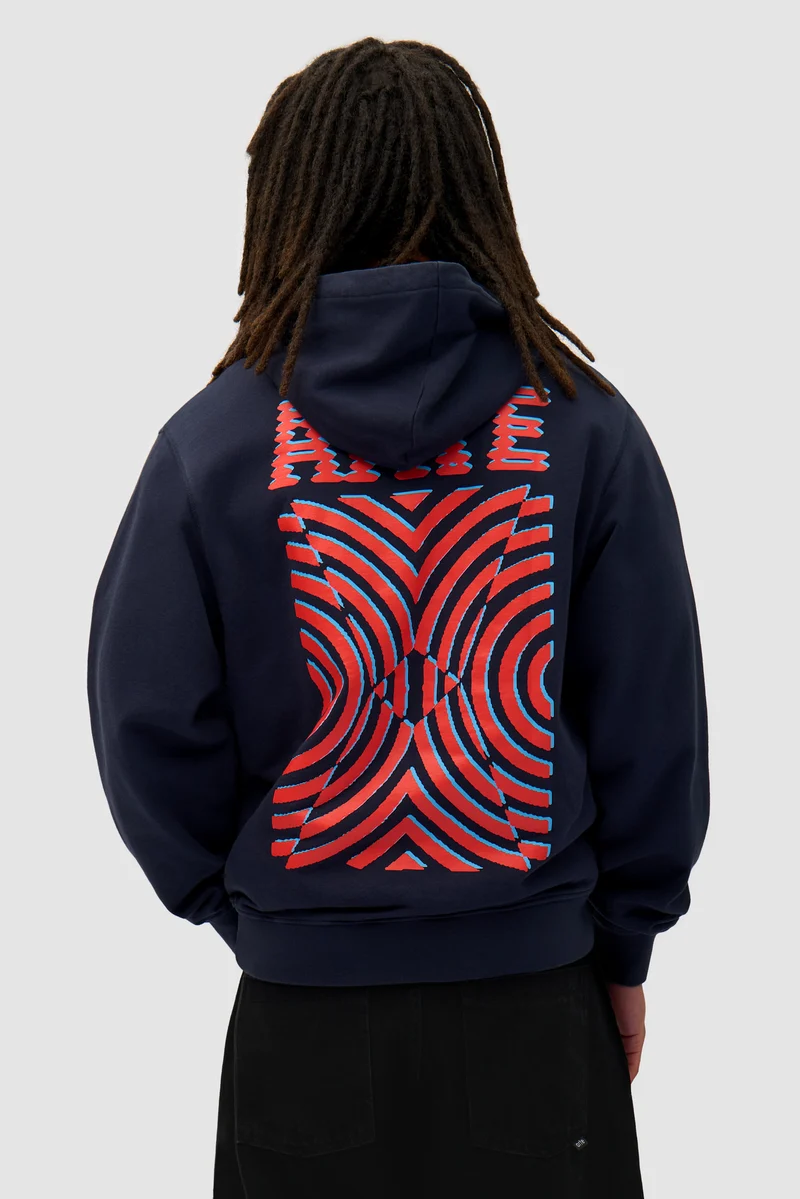 Sweat à capuche avec impression murale dans le dos - Navy
