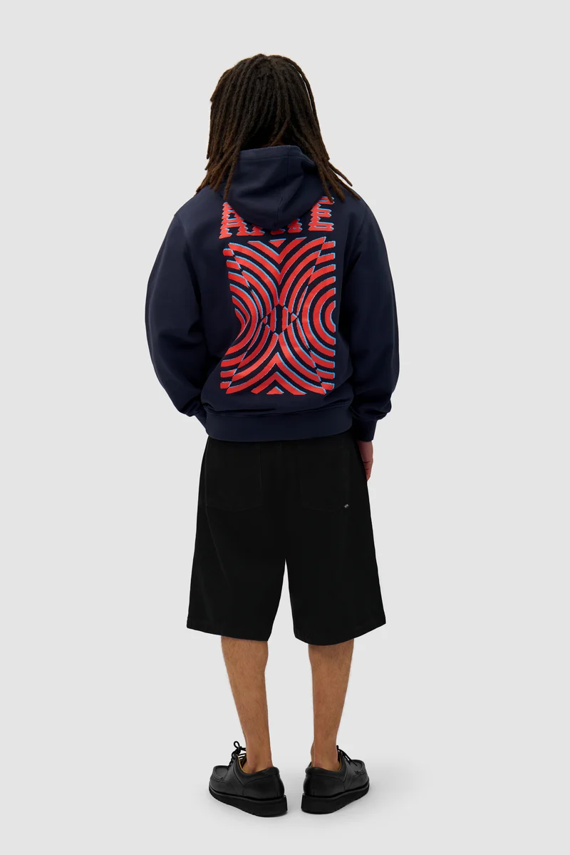 Sweat à capuche avec impression murale dans le dos - Navy