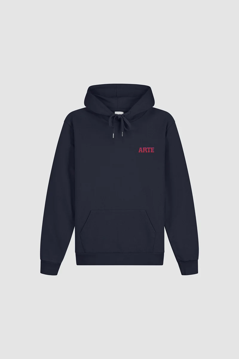 Sweat à capuche avec impression murale dans le dos - Navy