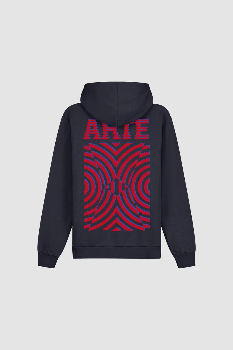 Sweat à capuche avec impression murale dans le dos - Navy
