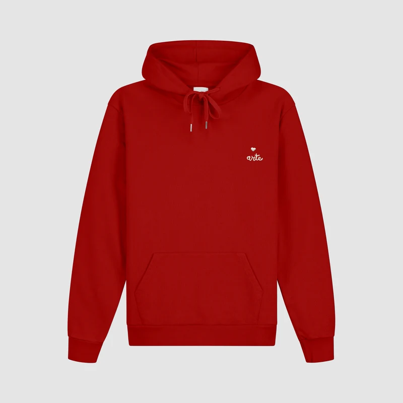 Sweat à capuche avec logo en forme de cœur - rouge