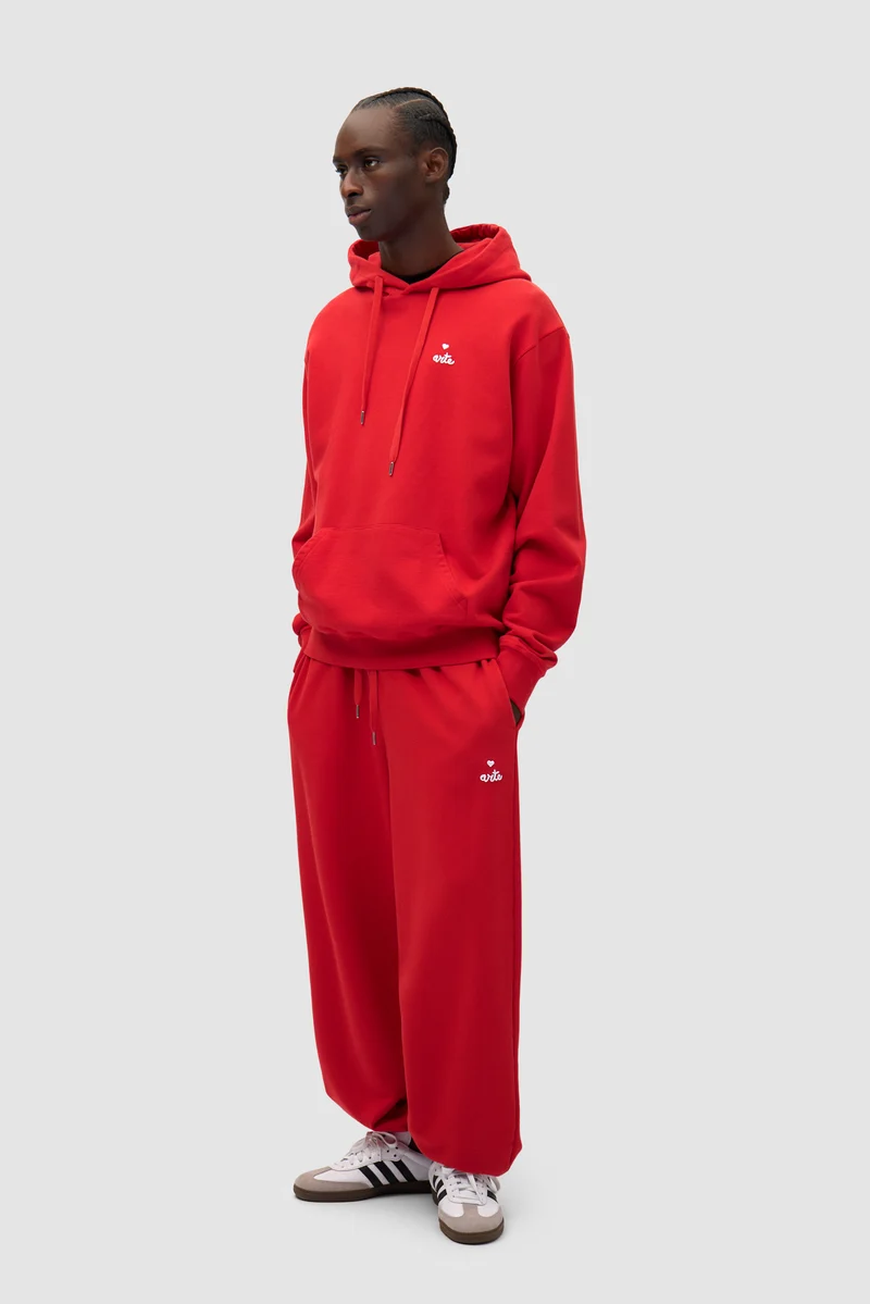 Sweat à capuche avec logo en forme de cœur - rouge