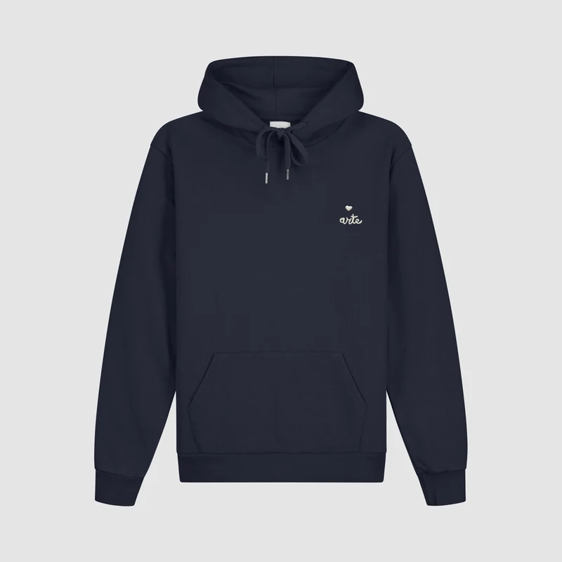 Sweat à capuche avec logo en forme de cœur - Marine