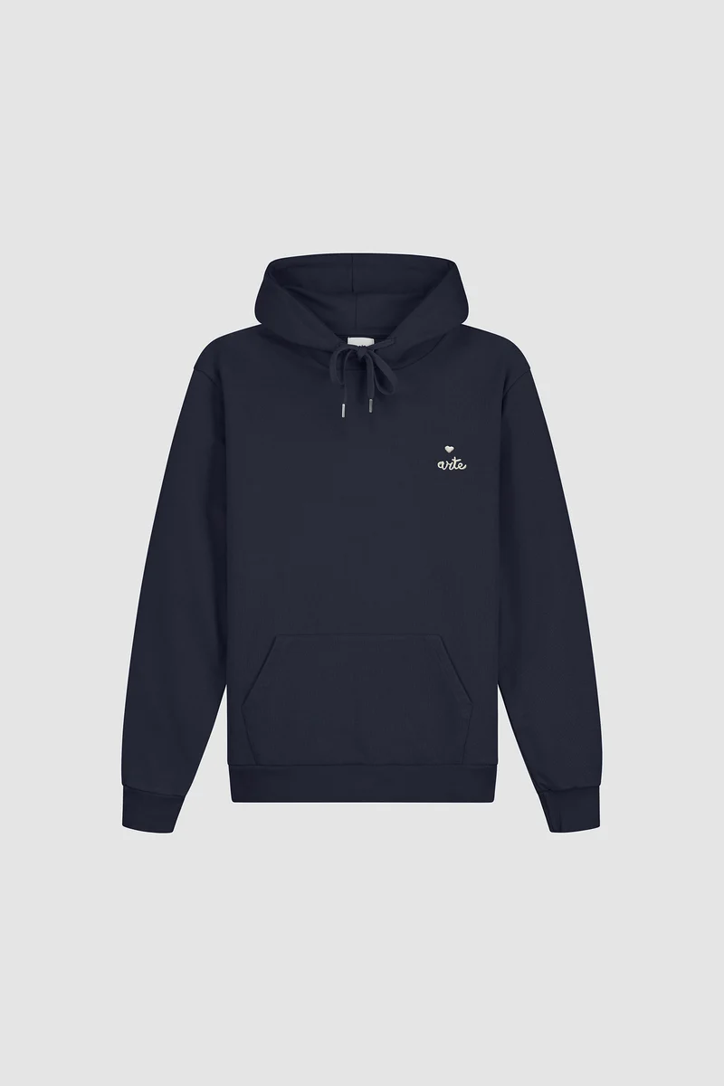 Sweat à capuche avec logo en forme de cœur - Marine