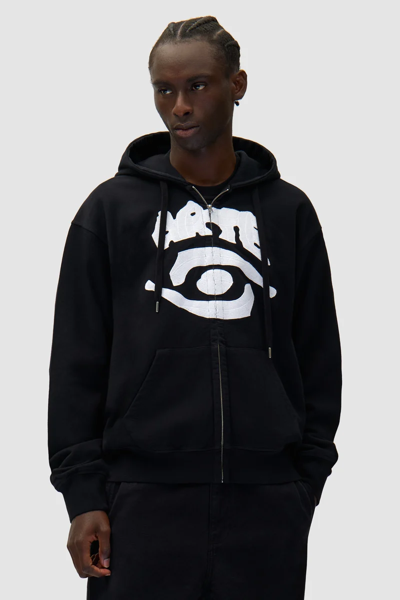 Sweat à capuche zippé Eye - Noir