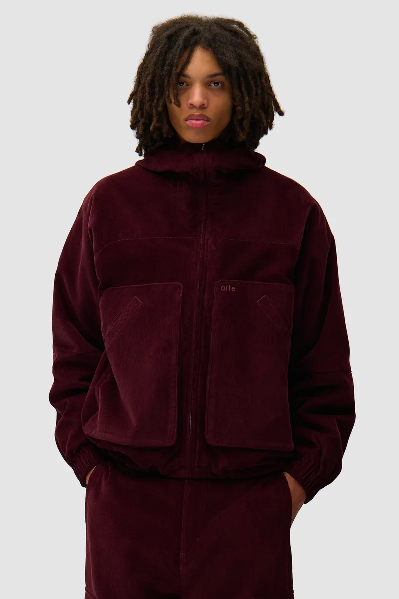 Veste technique en velours côtelé - Bordeaux