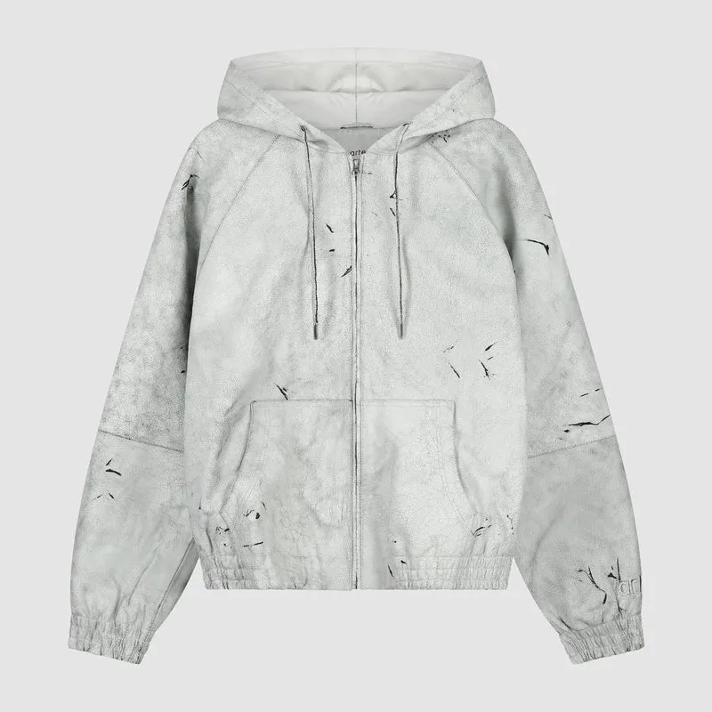 Veste en cuir craquelé - Blanc