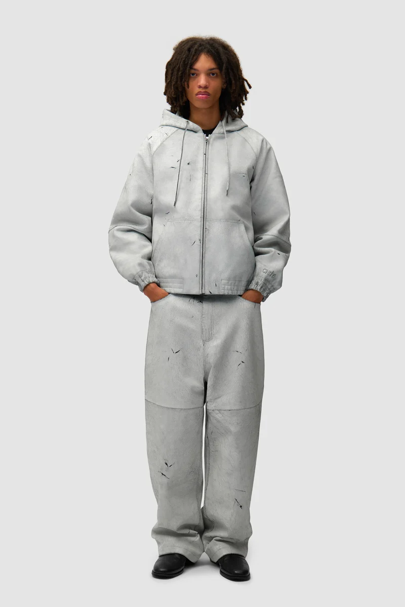 Veste en cuir craquelé - Blanc