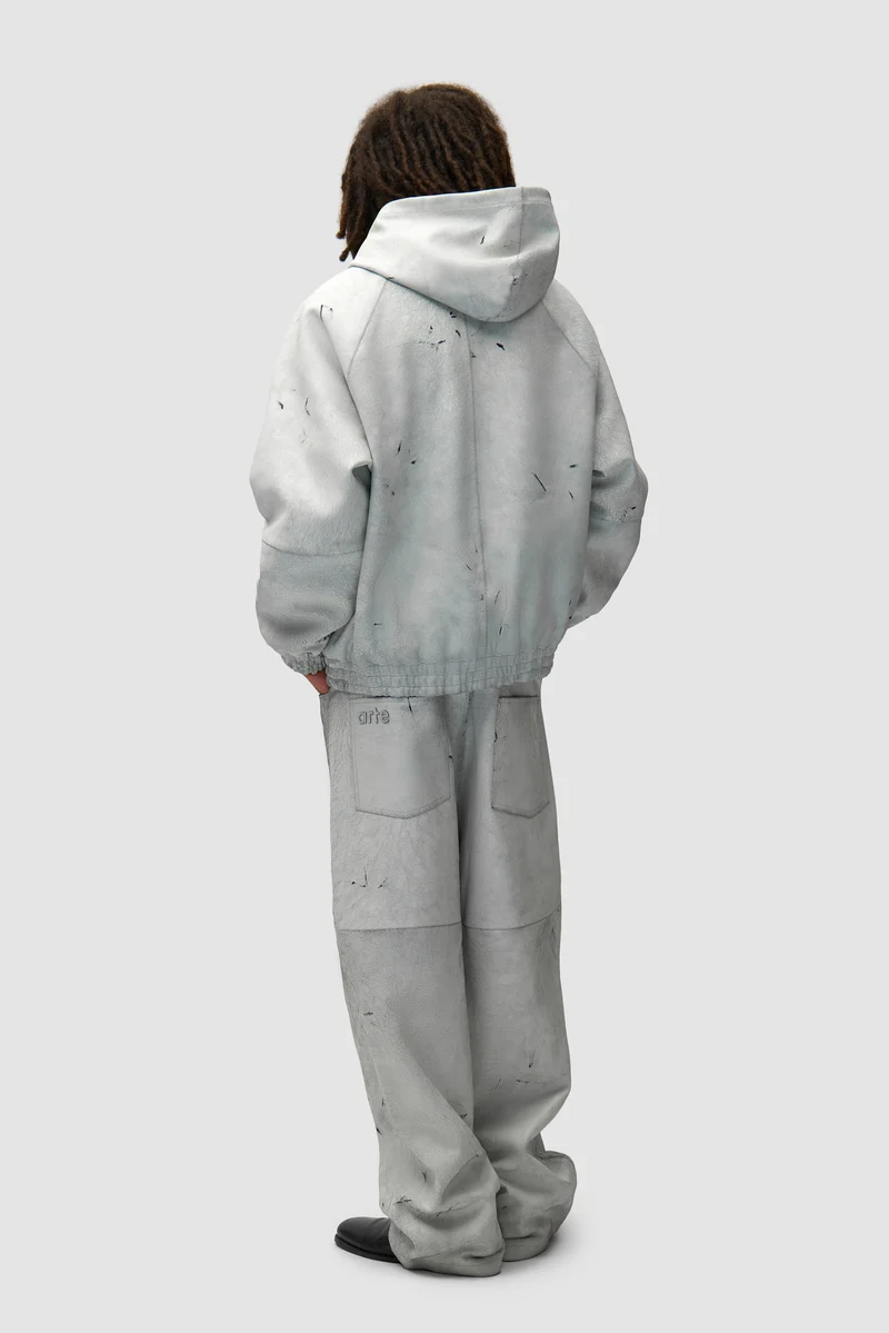 Veste en cuir craquelé - Blanc