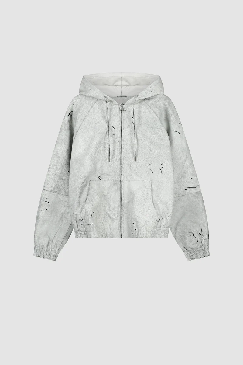 Veste en cuir craquelé - Blanc