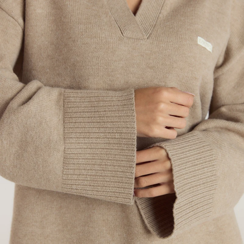Pull à Col Boutonné - Vison