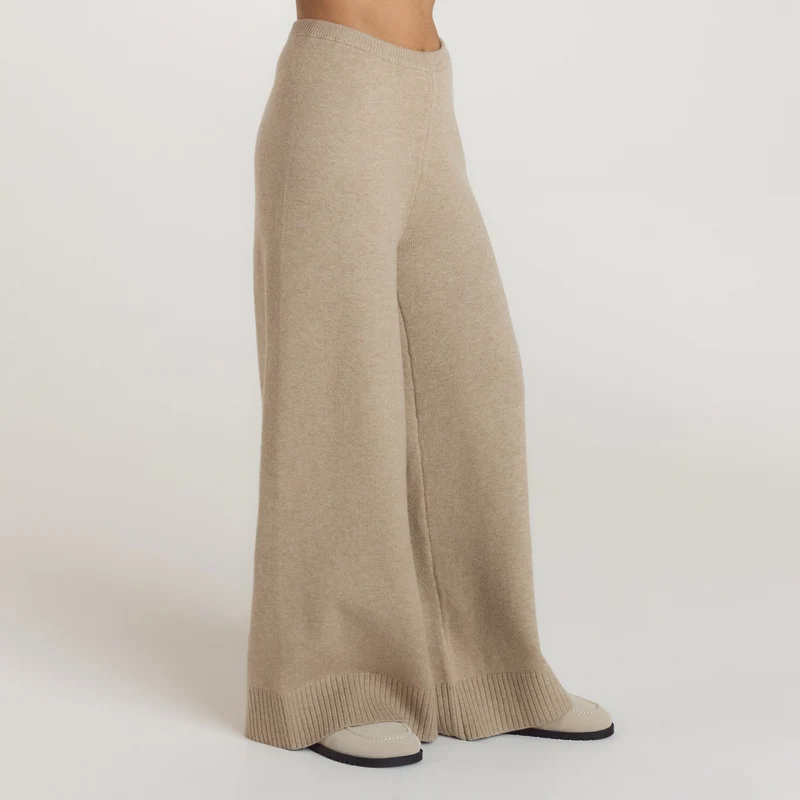 Pantalon à Ourlet en Maille - Vison