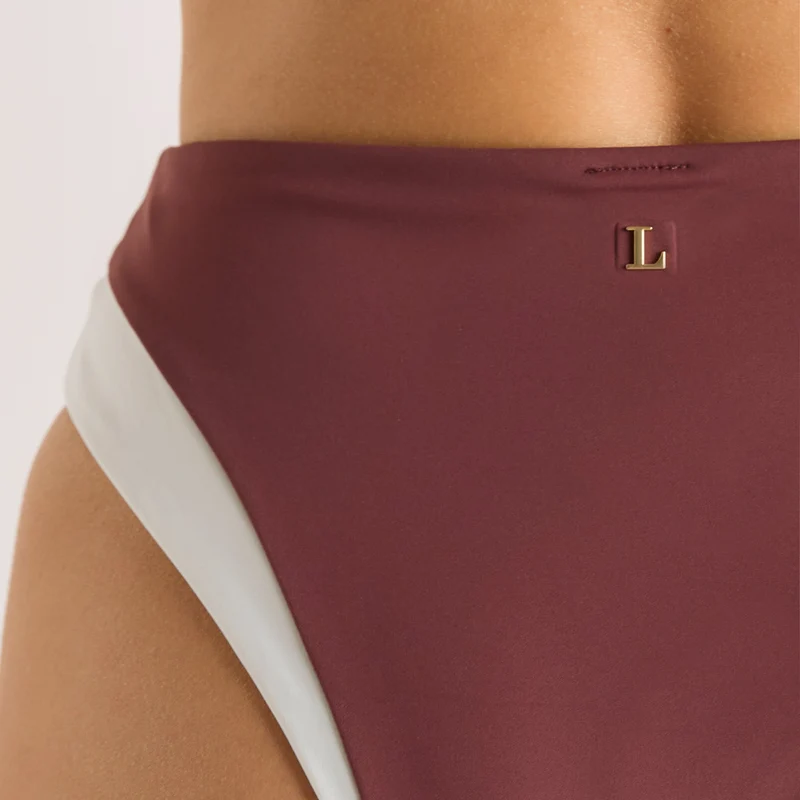Culotte de Bikini Taille Haute Monaco - Prune