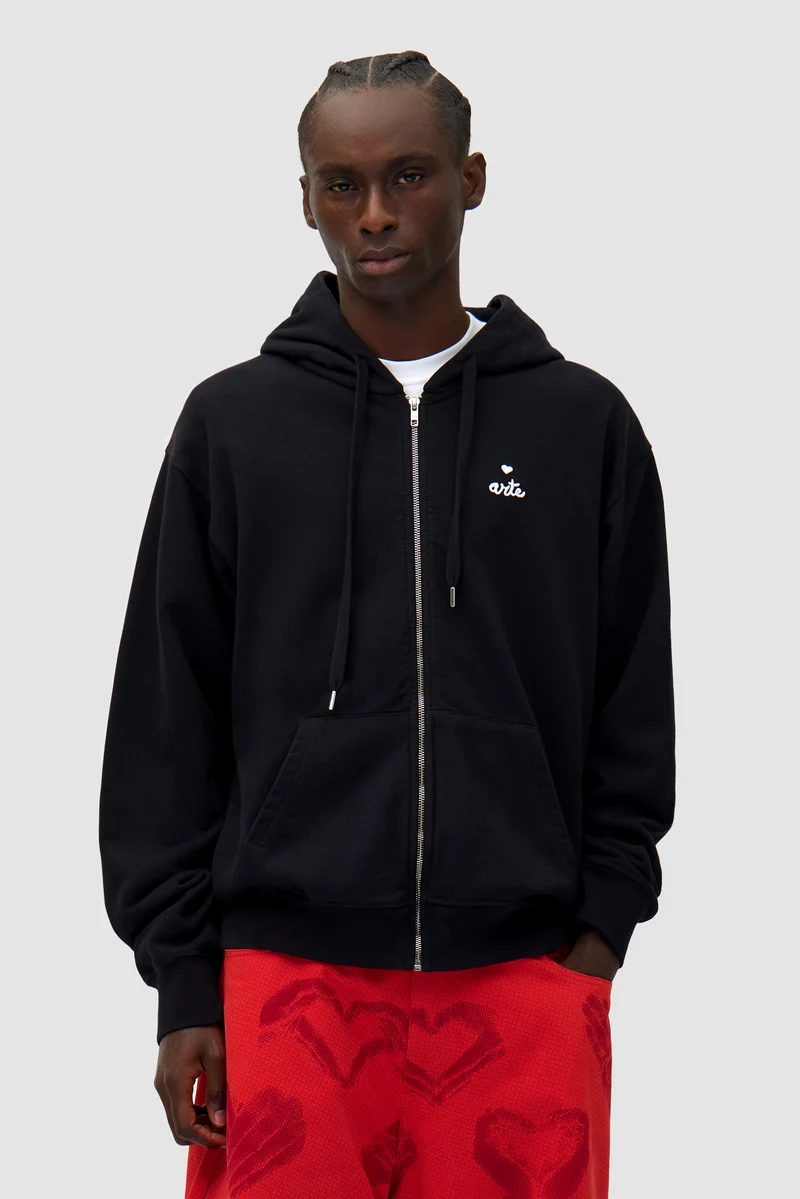 Sweat à capuche zippé Heart - Noir